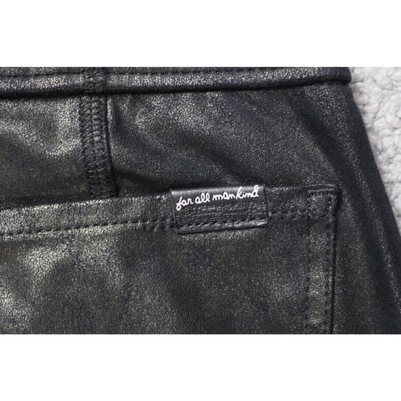 New 7 for All Mankind Pants Womens 25 Black Faux Leather Legging Ankle Zip - Picture 7 of 10